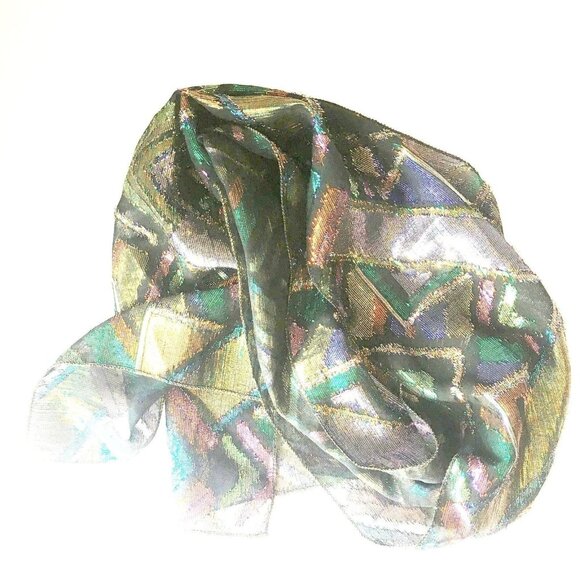 Metallic Dancing Days Lurex Scarf Vintage Accessory - Picture 4 of 4
